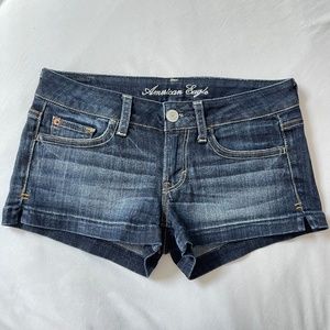 Dark Wash Low Rise AE Stretch Denim Shorts